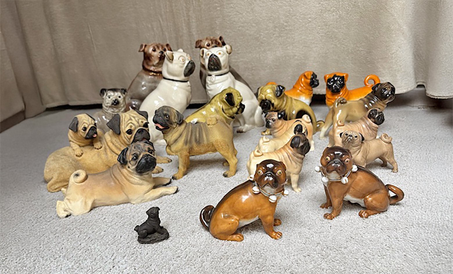 Loveday's Father collected an impressive selection of ceramic pugs