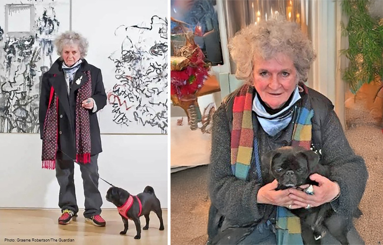 Artist Maggi Hambling & her PDWRA Pug!
