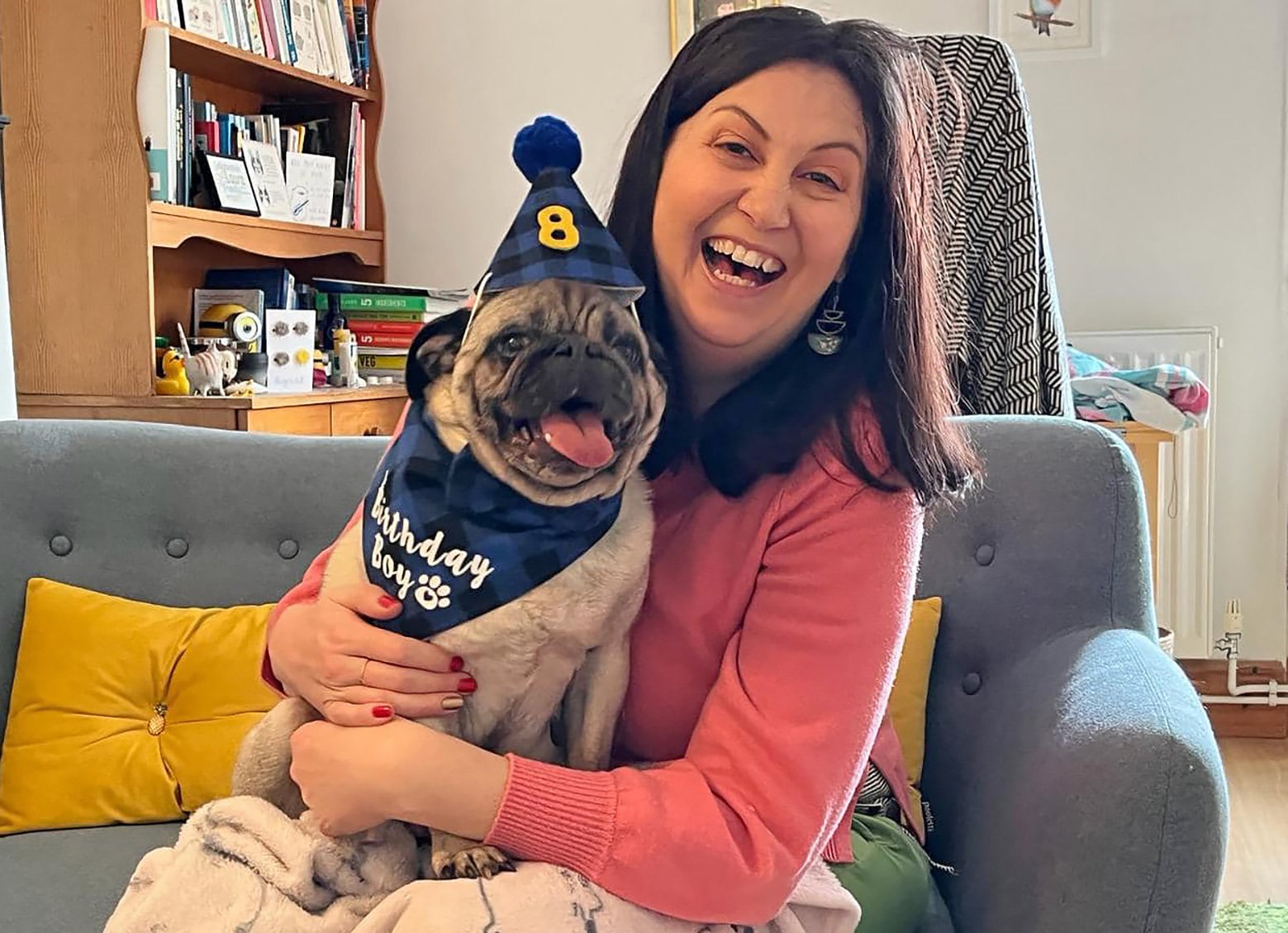 Laura at home with Melvin